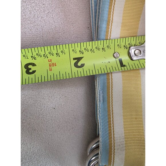 Punch Striped Fabric D-Ring Belt In Blue & Yellow - Picture 7 of 8